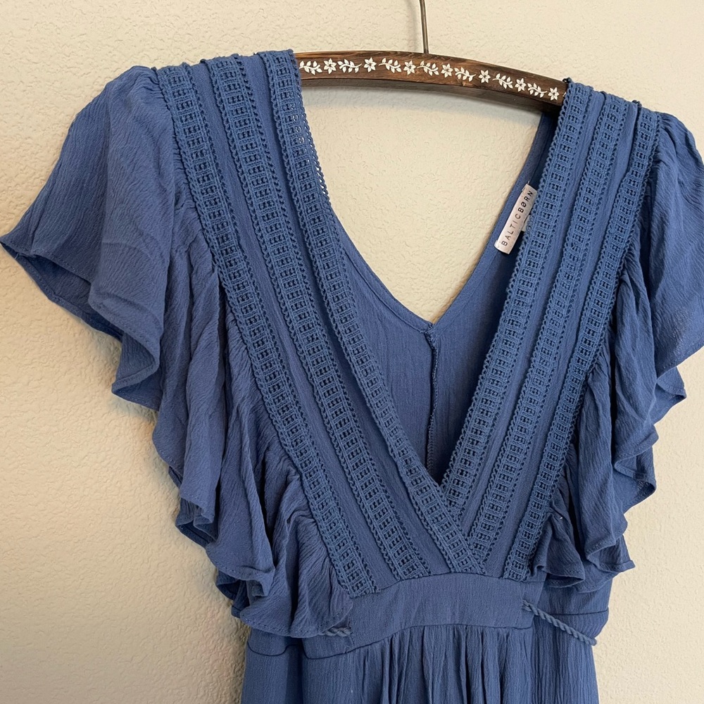 Baltic Born Felicity Smocked Dress in Blue - Size Large